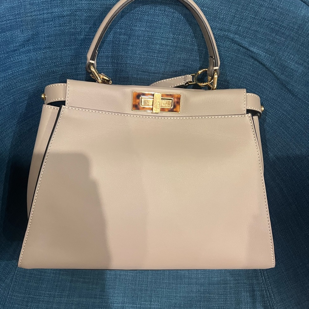 Fendi Taupe Satchel with Gold Accents - Picture 3 of 6